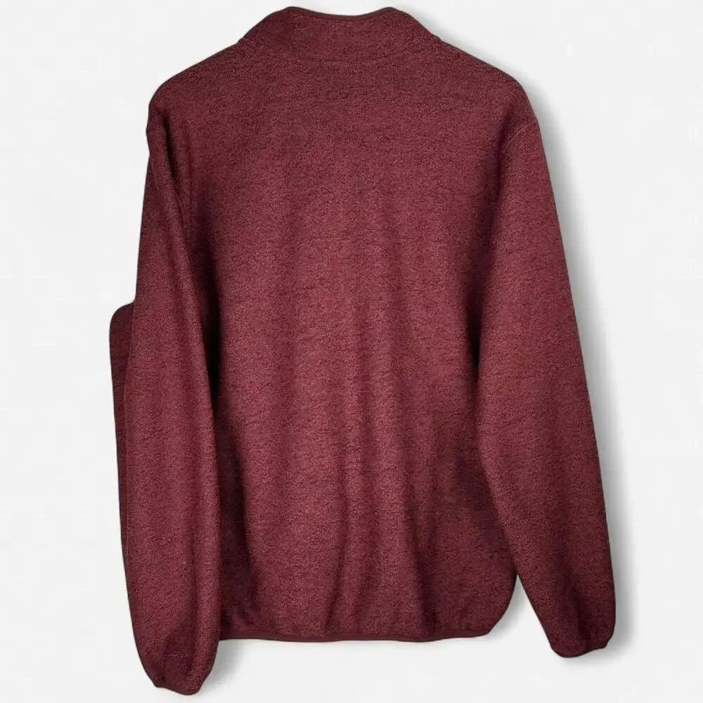 Eddie bauer maroon snap neck pullover fleece kangaroo pocket - Picture 5 of 5